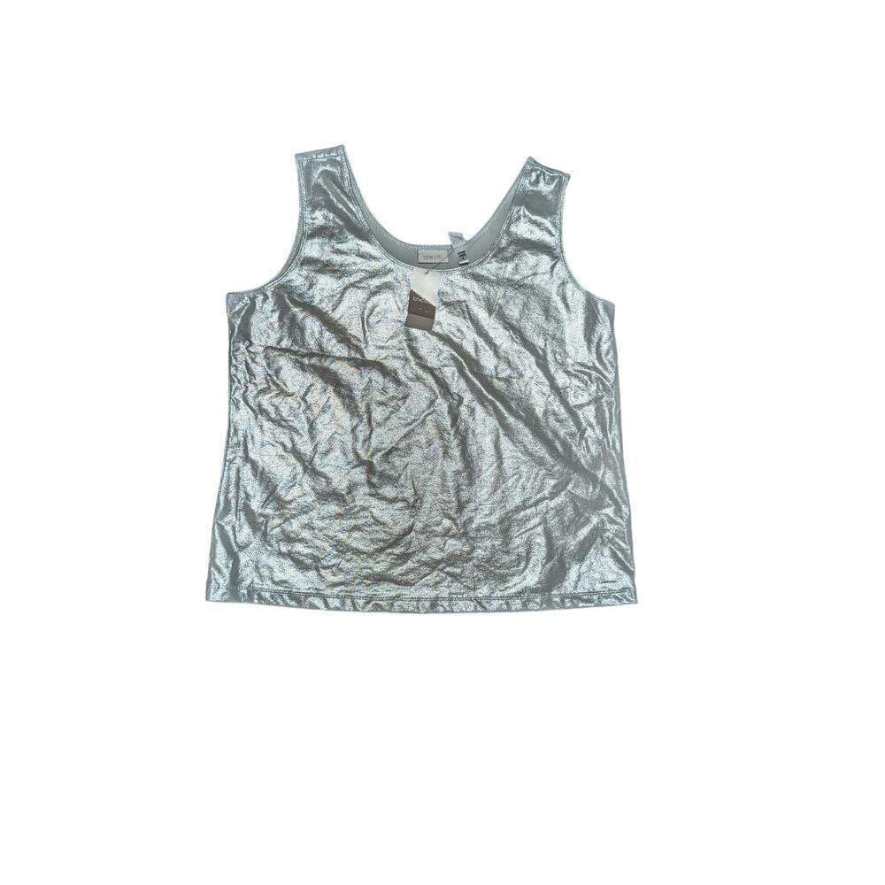 Chico's Size 4 Silver Sleeves Tank